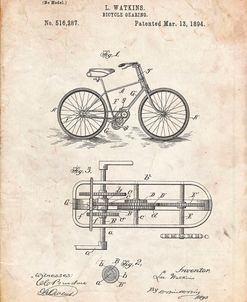 PP51-Vintage Parchment Bicycle Gearing 1894 Patent Poster