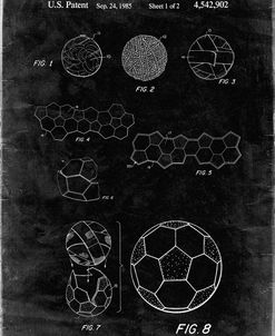 PP54-Black Grunge Soccer Ball 1985 Patent Poster