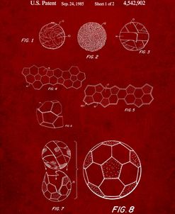 PP54-Burgundy Soccer Ball 1985 Patent Poster