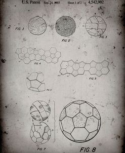 PP54-Faded Grey Soccer Ball 1985 Patent Poster