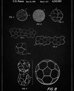 PP54-Vintage Black Soccer Ball 1985 Patent Poster