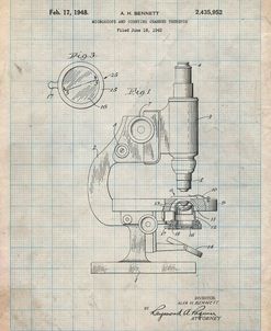 PP64-Antique Grid Parchment Antique Microscope Patent Poster