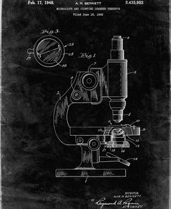 PP64-Black Grunge Antique Microscope Patent Poster