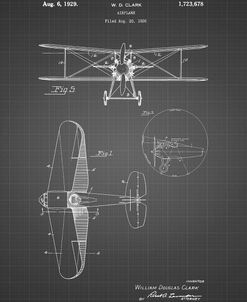 PP68-Black Grid Staggered Biplane Aircraft Patent Poster