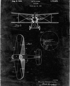 PP68-Black Grunge Staggered Biplane Aircraft Patent Poster