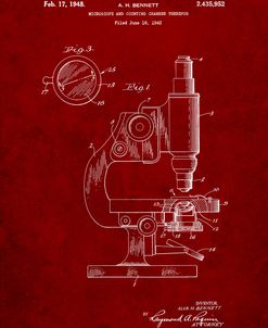 PP64-Burgundy Antique Microscope Patent Poster