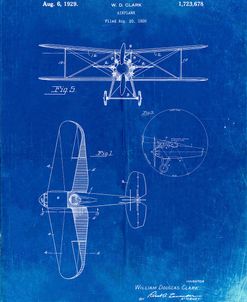 PP68-Faded Blueprint Staggered Biplane Aircraft Patent Poster