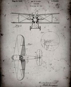 PP68-Faded Grey Staggered Biplane Aircraft Patent Poster