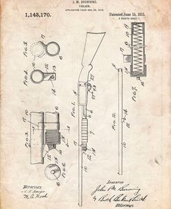 PP74-Vintage Parchment Ithaca Shotgun Patent Poster