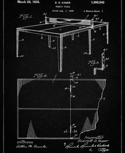 PP92-Vintage Black Table Tennis Patent Poster