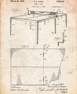 PP92-Vintage Parchment Table Tennis Patent Poster