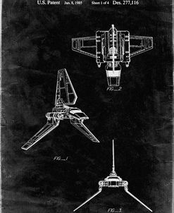 PP100-Black Grunge Star Wars Lambda Class T-4a Imperial Shuttle Patent Poster
