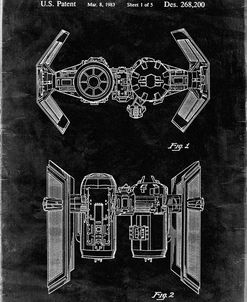 PP102-Black Grunge Star Wars TIE Bomber Patent Poster
