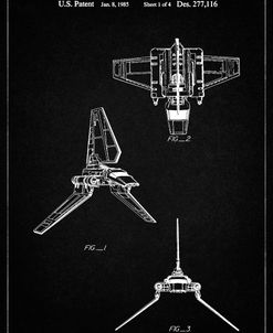 PP100-Vintage Black Star Wars Lambda Class T-4a Imperial Shuttle Patent Poster