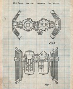 PP102-Antique Grid Parchment Star Wars TIE Bomber Patent Poster