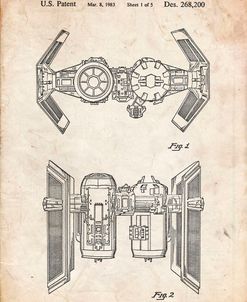 PP102-Vintage Parchment Star Wars TIE Bomber Patent Poster