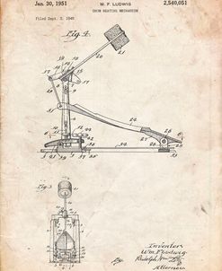 PP104-Vintage Parchment Drum Kick Pedal Poster