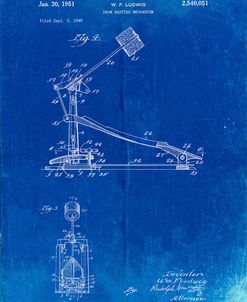 PP104-Faded Blueprint Drum Kick Pedal Poster