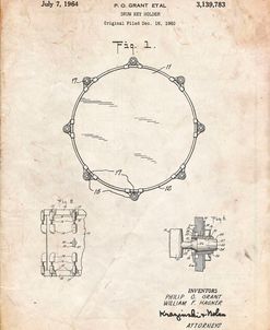PP105-Vintage Parchment Drum Key Holder Patent Poster