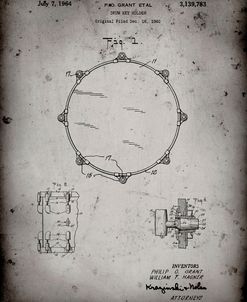 PP105-Faded Grey Drum Key Holder Patent Poster