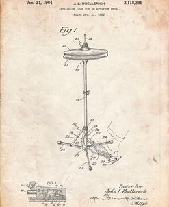 PP106-Vintage Parchment Hi Hat Cymbal Stand and Pedal Patent Poster