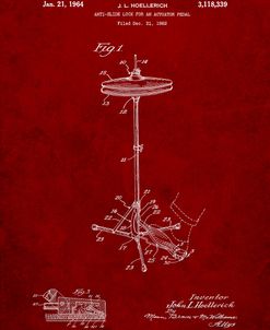 PP106-Burgundy Hi Hat Cymbal Stand and Pedal Patent Poster