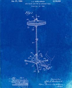 PP106-Faded Blueprint Hi Hat Cymbal Stand and Pedal Patent Poster