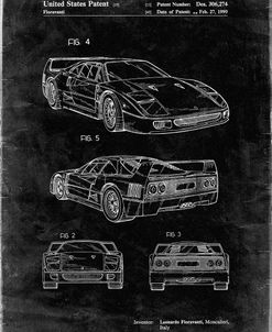 PP108-Black Grunge Ferrari 1990 F40 Patent Poster