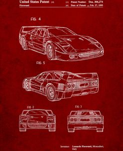 PP108-Burgundy Ferrari 1990 F40 Patent Poster