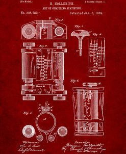 PP110-Burgundy Hollerith Machine Patent Poster