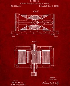 PP111-Burgundy Tesla Dynamo Electric Machine Poster