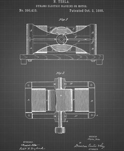 PP111-Black Grid Tesla Dynamo Electric Machine Poster