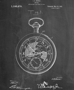 PP112-Chalkboard U.S. Watch Co. Pocket Watch Patent Poster