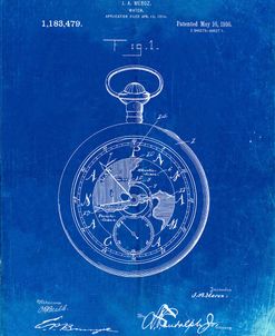 PP112-Faded Blueprint U.S. Watch Co. Pocket Watch Patent Poster