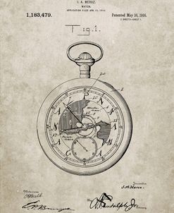 PP112-Sandstone U.S. Watch Co. Pocket Watch Patent Poster