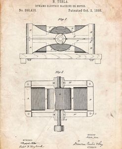 PP111-Vintage Parchment Tesla Dynamo Electric Machine Poster