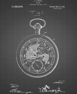 PP112-Black Grid U.S. Watch Co. Pocket Watch Patent Poster