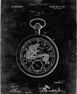 PP112-Black Grunge U.S. Watch Co. Pocket Watch Patent Poster