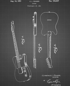 PP121- Black Grid Fender Broadcaster Electric Guitar Patent Poster
