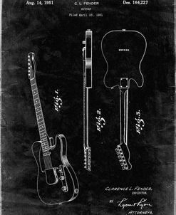 PP121- Black Grunge Fender Broadcaster Electric Guitar Patent Poster