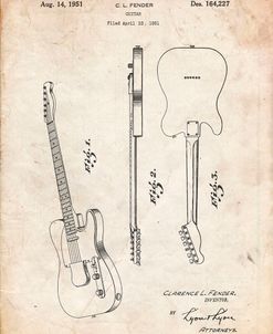 PP121- Vintage Parchment Fender Broadcaster Electric Guitar Patent Poster