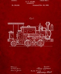 PP122- Burgundy Steam Locomotive 1886 Patent Poster