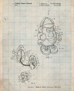 PP123- Antique Grid Parchment Mr. Potato Head Patent Poster