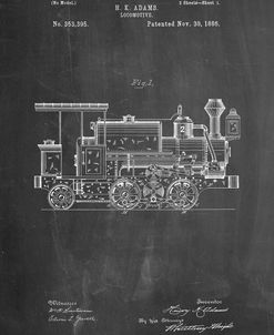 PP122- Chalkboard Steam Locomotive 1886 Patent Poster