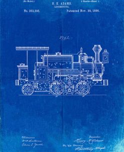 PP122- Faded Blueprint Steam Locomotive 1886 Patent Poster