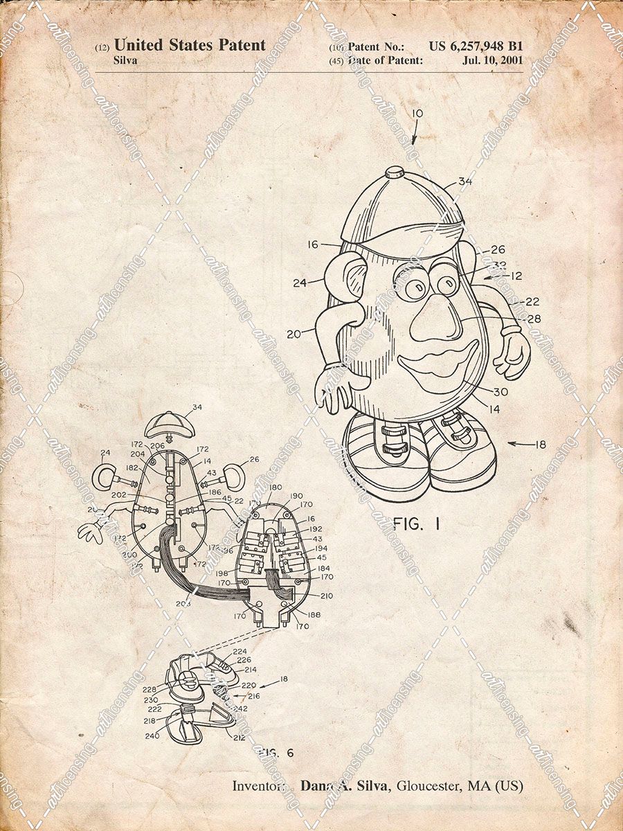 PP123- Vintage Parchment Mr. Potato Head Patent Poster