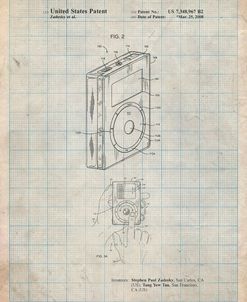 PP124- Antique Grid Parchment iPod Click Wheel Patent Poster