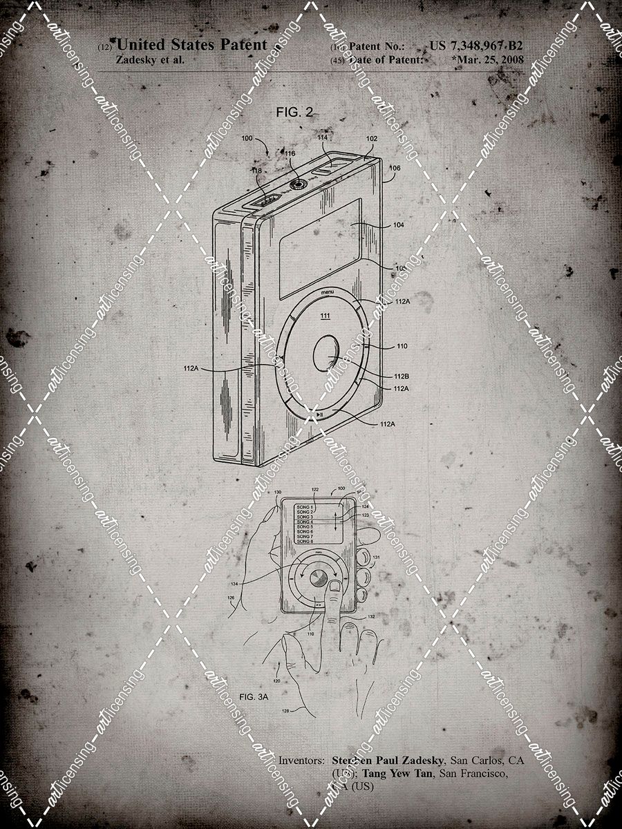 PP124- Faded Grey iPod Click Wheel Patent Poster