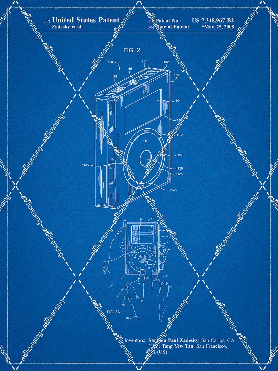 PP124- Blueprint iPod Click Wheel Patent Poster