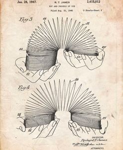 PP125- Vintage Parchment Slinky Toy Patent Poster